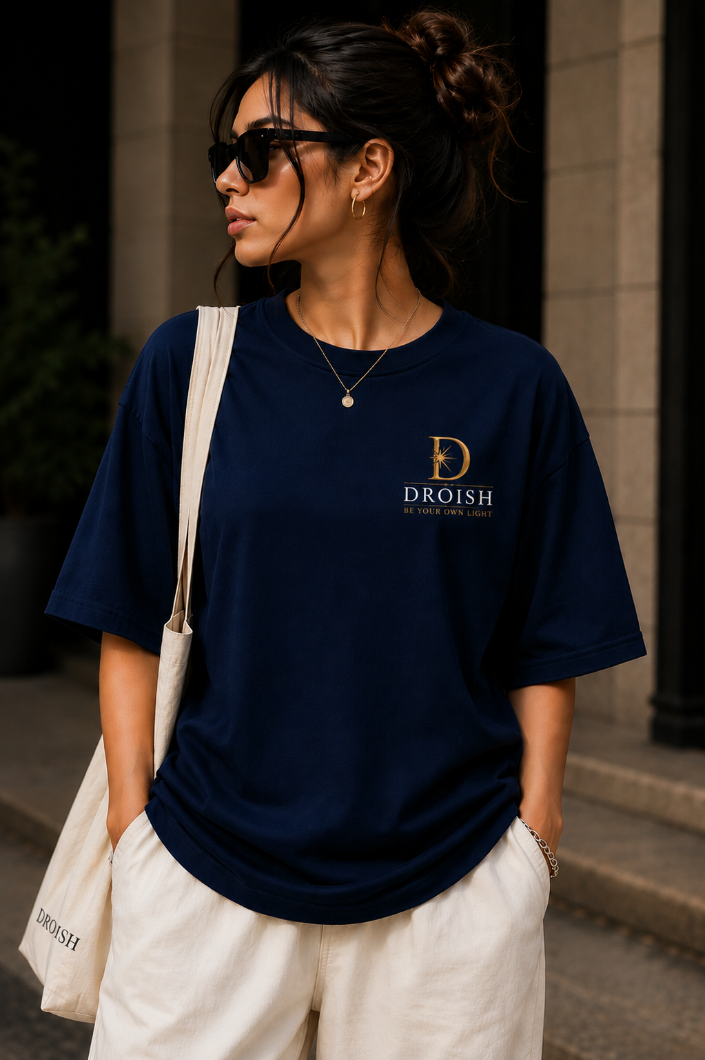 DROISH "Core Crest" Oversized T-Shirt Navy Blue - Image 4
