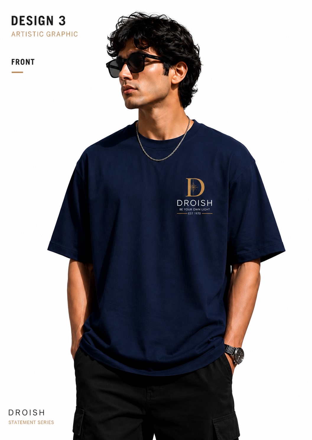 DROISH "Core Crest" Oversized T-Shirt Navy Blue - Image 6