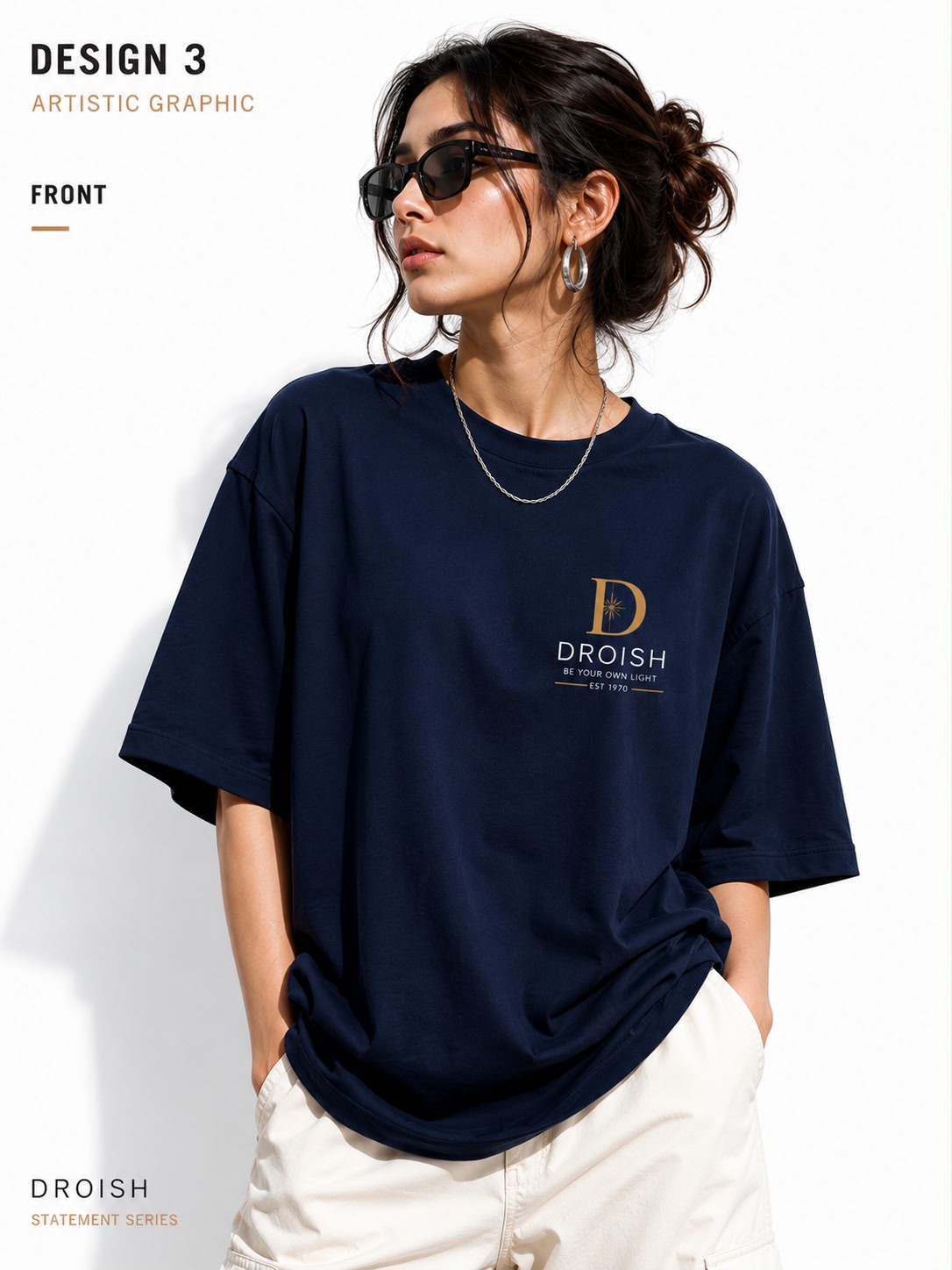 DROISH "Core Crest" Oversized T-Shirt Navy Blue